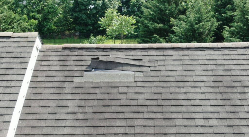 roof storm damage in Raymore, MO